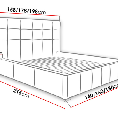 Manželská posteľ s úložným priestorom a roštom 140x200 MELDORF - šedá eko koža