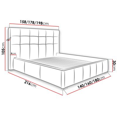 Manželská posteľ s roštom 140x200 MELDORF - šedá eko koža