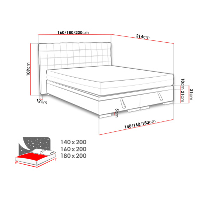 Kontinentálna manželská posteľ 160x200 EUTIN 1 - šedá