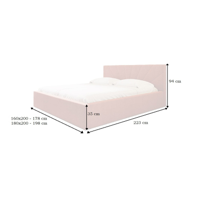 Čalúnená posteľ s úložným priestorom KATALIA - 160x200, ružová