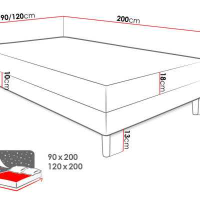 Jednolôžková čalúnená posteľ 120x200 PELLO 1 - čierna