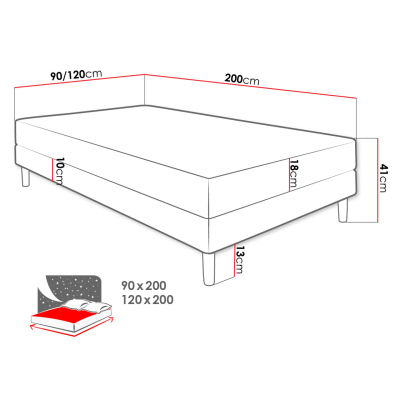 Jednolôžková čalúnená posteľ 120x200 PELLO 1 - čierna