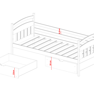 Posteľ so zásuvkami TITO - 80x200, borovica