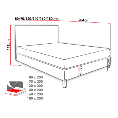 Kontinentálna manželská posteľ 160x200 NECHLIN 1 - šedá