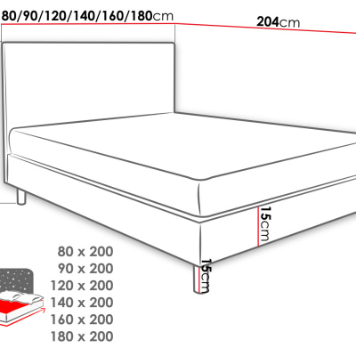 Kontinentálna jednolôžková posteľ 120x200 NECHLIN 1 - svetlá šedá