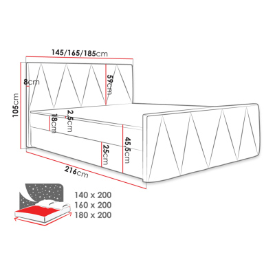 Americká manželská posteľ 140x200 RANON 2 - tmavá šedá + topper ZDARMA