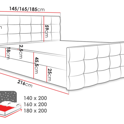 Americká manželská posteľ 180x200 TORNIO - béžová + topper ZDARMA