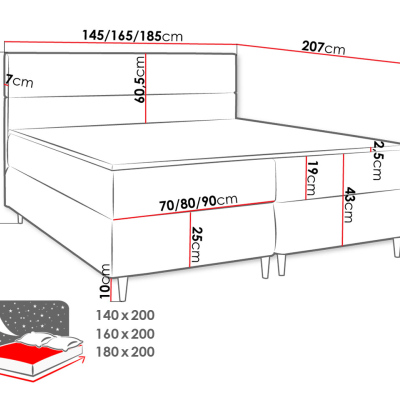 Hotelová posteľ s úložným priestorom 180x200 KALIX - béžová + topper ZDARMA