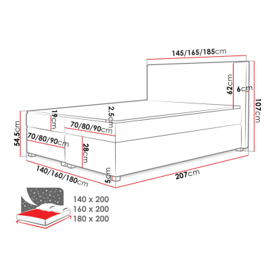 Americká manželská posteľ s vysokým čelom 160x200 PITEA - hnedá 2 + topper ZDARMA