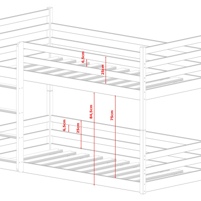 Detská poschodová posteľ MACY - 90x190, borovica