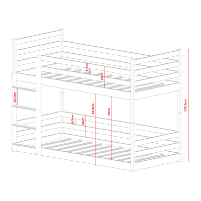 Detská poschodová posteľ MACY - 90x190, borovica