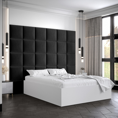 Manželská posteľ s čalúnenými panelmi MIA 3 - 160x200, biela, čierne panely