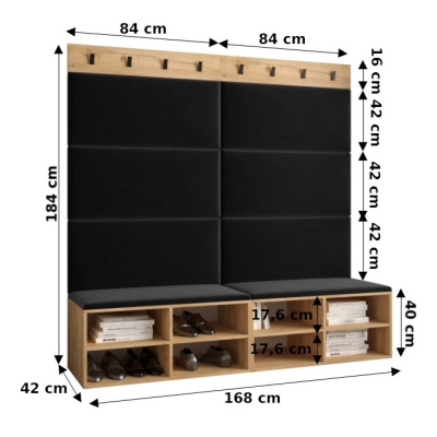 Široký botník s čalúnenými panelmi HARRISON - biely, ružové panely