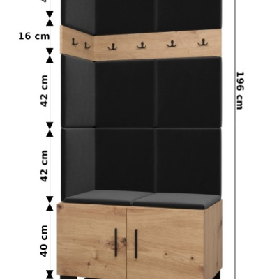 Predsieňová zostava RUMIE 11 - dub artisan, mätové panely