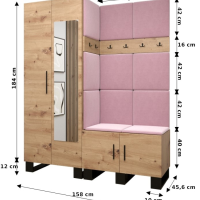 Predsieňová zostava RUMIE 14 - dub artisan, mätové panely