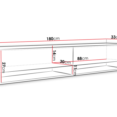 Televízny stolík s LED RGB osvetlením 180 cm WILLA A - čierny