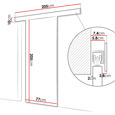 Posuvné dvere so zrkadlom MIRAN 2 - 70 cm, hnedé