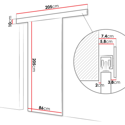 Posuvné dvere so zrkadlom MANAMI 2 - 80 cm, čierne