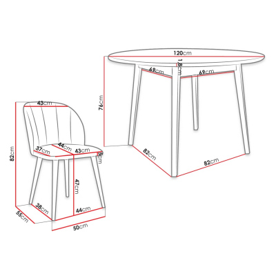 Jedálenský stôl 120 cm so 4 stoličkami NOWEN 1 - prírodné drevo / čierny / béžový