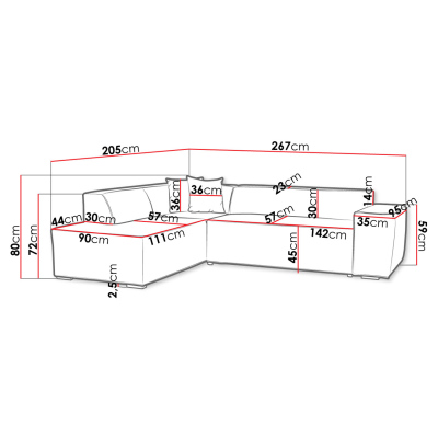Rohová sedacia súprava INDIANAPOLIS - hnedá 3, ľavý roh