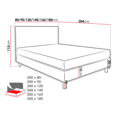 Čalúnená manželská posteľ 180x200 NECHLIN 3 - svetlá šedá