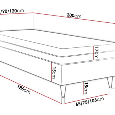 Jednolôžková čalúnená posteľ s matracom 80x200 NECHLIN 5 - biela eko koža