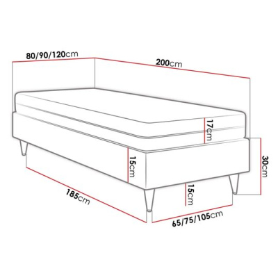 Jednolôžková čalúnená posteľ s matracom 120x200 NECHLIN 5 - mentolová