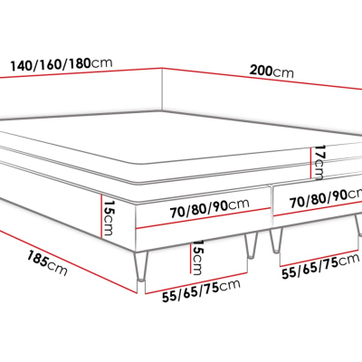 Manželská čalúnená posteľ s matracom 180x200 NECHLIN 5 - biela eko koža