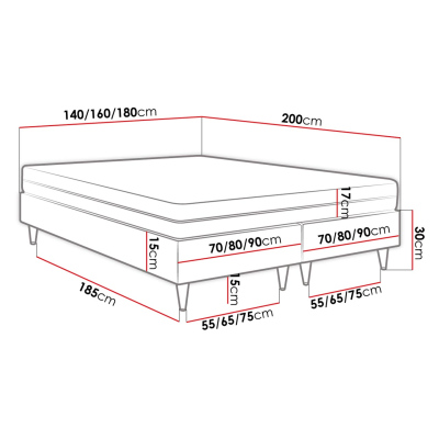 Manželská čalúnená posteľ s matracom 140x200 NECHLIN 5 - čierna eko koža