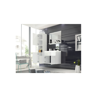 Kúpeľňová zostava s umývadlom ZORAIDA - matera / lesklá biela + sifón a batéria Platino ZDARMA