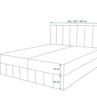 Boxspringová posteľ MADLEN - 160x200, zelená