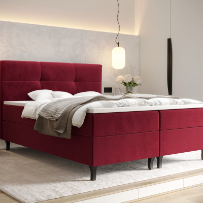 Americká posteľ s vysokým čelom DORINA - 140x200, červená