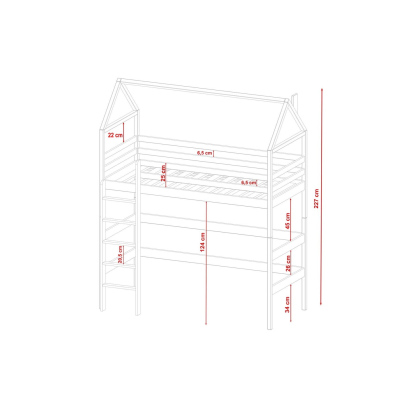 Detská posteľ s horným spaním NITSA - 90x200, borovica