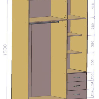 Kombinovaná šatníková skriňa SIMELA - šírka 127 cm, biela