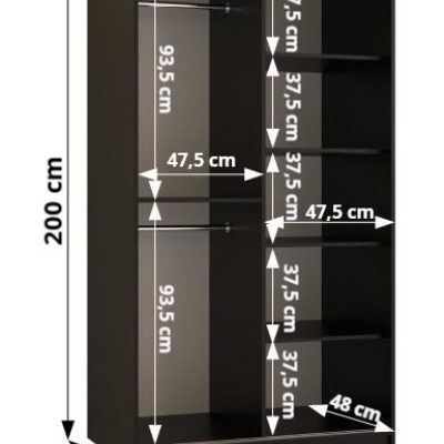 Dvojdverová skriňa NEA 1 - šírka 100 cm, dub artisan / čierna