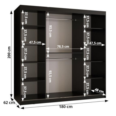 Dvojdverová skriňa NEA 1 - šírka 180 cm, biela / čierna