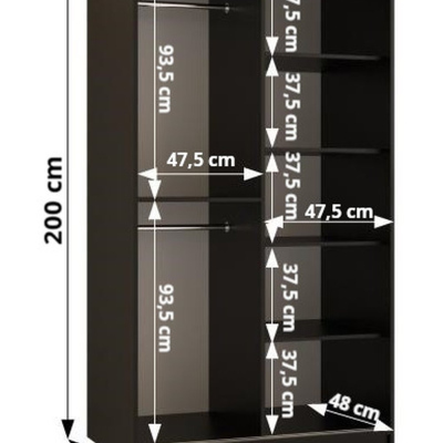 Šatníková skriňa s posuvnými dverami SUZAN 2 - šírka 100 cm, čierna