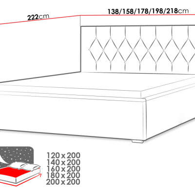 Čalúnená dvojlôžková posteľ 200x200 SENCE 3 - béžovohnedá