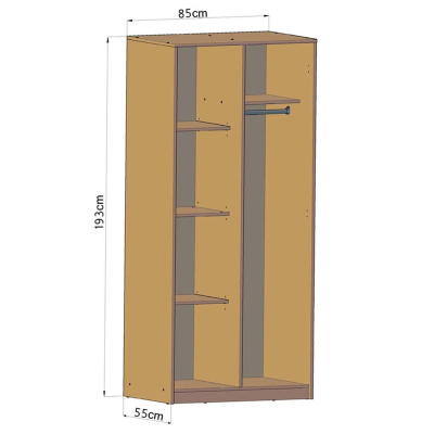 Dvojdverová šatníková skriňa VILIA - šírka 85 cm, biela