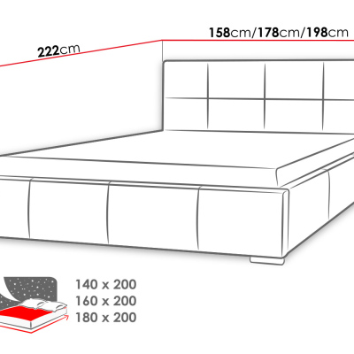 Čalúnená manželská posteľ 180x200 YSOBEL - modrá