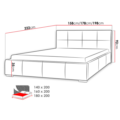 Čalúnená manželská posteľ 160x200 YSOBEL - biela eko koža