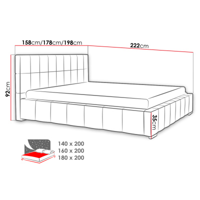 Čalúnená manželská posteľ 160x200 ZANDRA - ružová