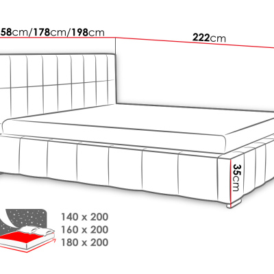 Čalúnená manželská posteľ 160x200 ZANDRA - béžová
