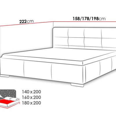 Čalúnená manželská posteľ 160x200 YADRA - šedá eko koža