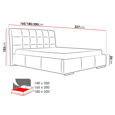 Čalúnená manželská posteľ 160x200 XEVERA - biela eko koža