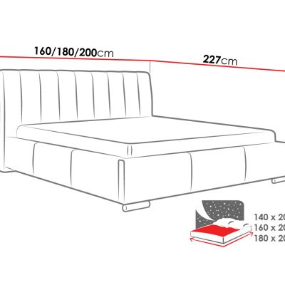 Čalúnená manželská posteľ 180x200 ZULMA - čierna eko koža