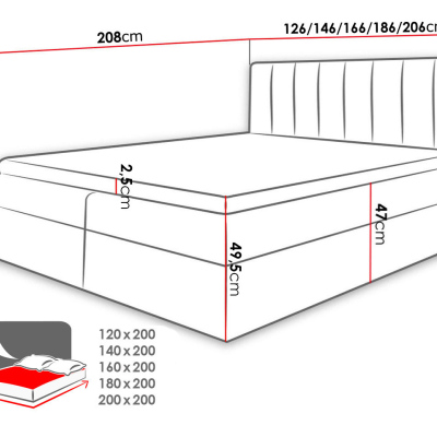 Kontinentálna manželská posteľ 200x200 VICTORO - biela eko koža / modrá + topper ZDARMA