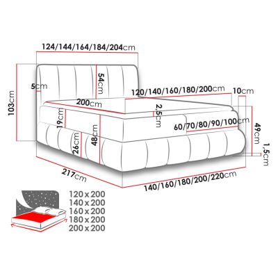 Boxspringová dvojlôžková posteľ 180x200 VERDA - šedá + topper ZDARMA