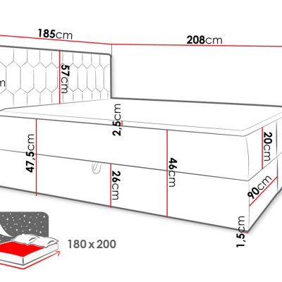 Kontinentálna dvojlôžková posteľ 180x200 TOMASA 6 - červená + topper ZDARMA