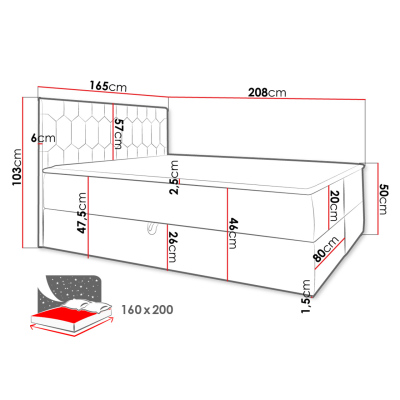 Kontinentálna dvojlôžková posteľ 160x200 TOMASA 6 - tmavá ružová + topper ZDARMA